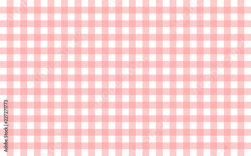 Gingham-like table cloth with baby pink and white checks. Symmetrical overlapping stripes in a single solid color against white background, similar to a table or a dish cloth, or a picnic napkin 