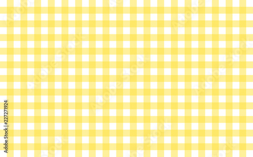 Gingham-like table cloth with banana yellow and white checks. Symmetrical overlapping stripes in a single solid color against white background, similar to a table or a dish cloth, or a picnic napkin