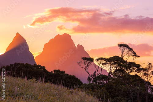Canvas Print Sunset beautiful Mauritius paradise landscape