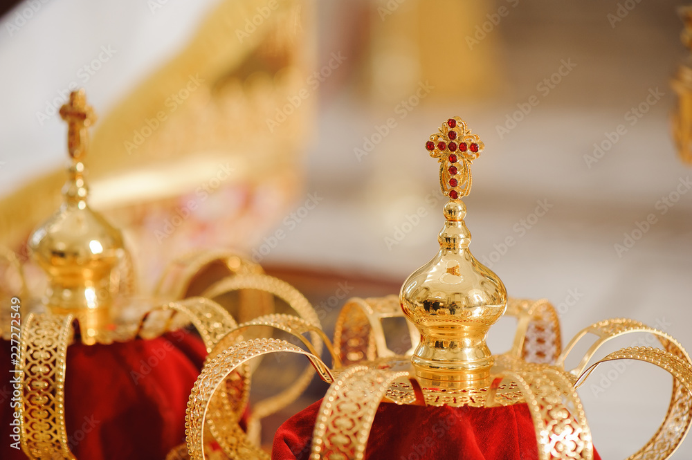 Fototapeta premium Crown for Wedding in Orthodox church gold
