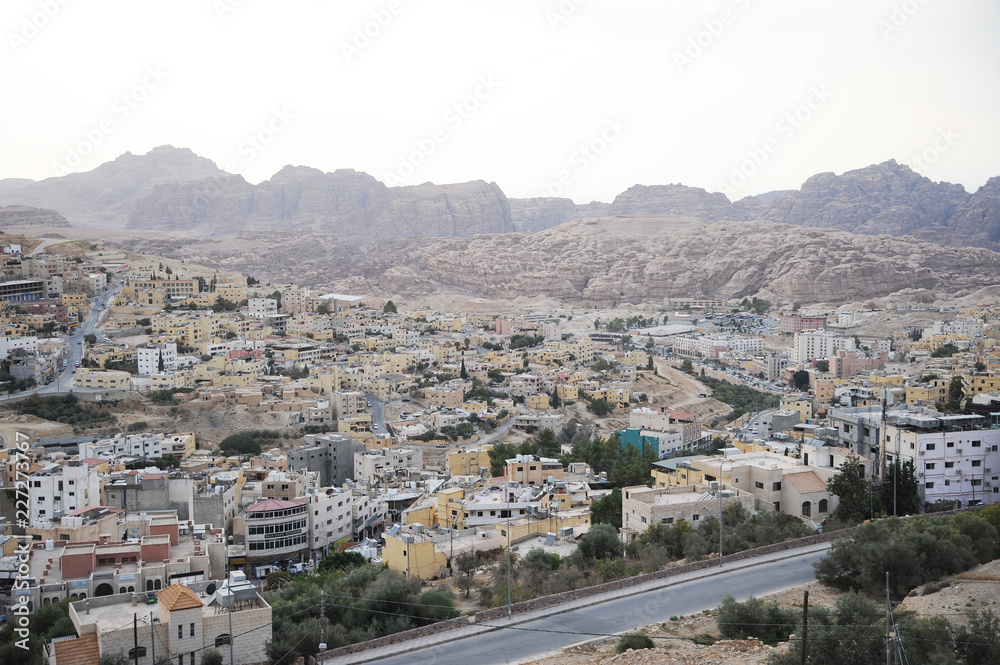 panoramic view of wadi musa, Petra's village in Jordan