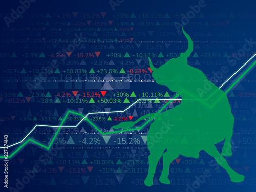 Bullish symbols on stock market vector illustration. vector Forex or commodity charts, on abstract background. The symbol of the the bull. The growing  market.