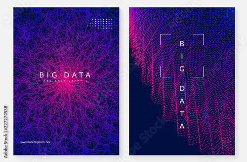 Big data background. Technology for visualization, artificial intelligence, deep learning and quantum computing. Design template for database concept. Geometric big data backdrop.