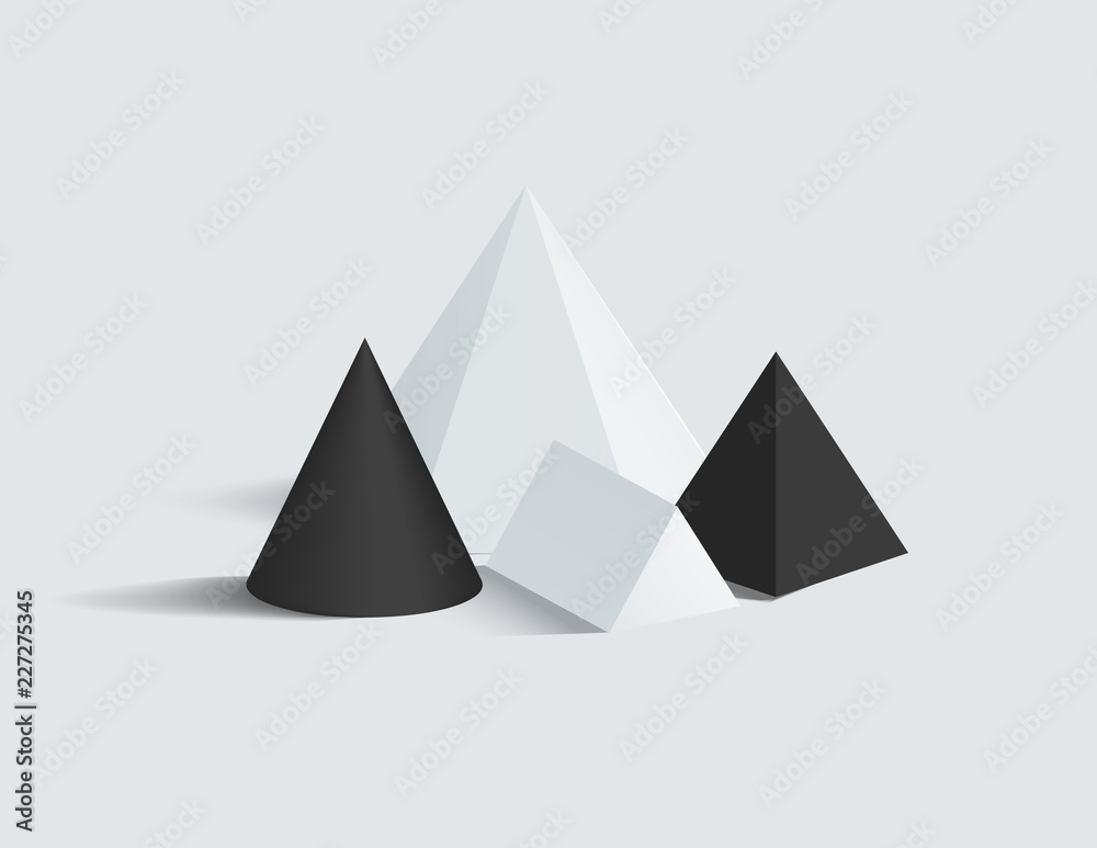 Cone Prism and Square Pyramid Vector Figures Set Stock Vector Adobe Stock