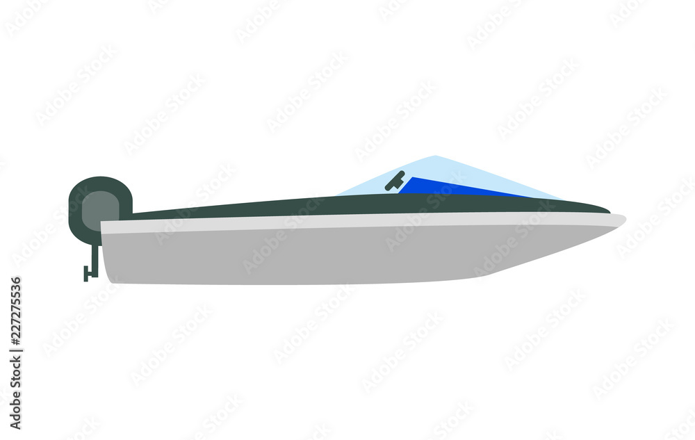 Motor Marine Boat Mockup, Vector Illustration