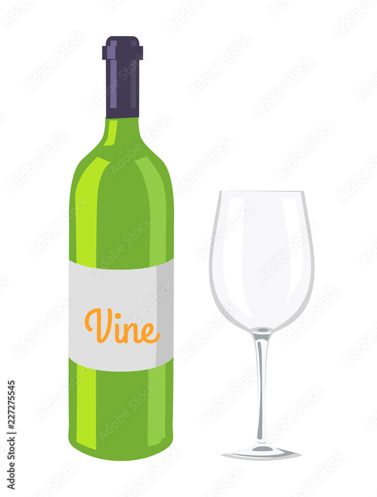 Wine Glass and Bottle Isolated on White Backdrop Wine Glass and Bottle Isolated on White Backdrop
