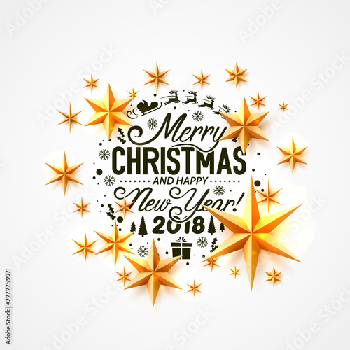 Merry Christmas and happy new year 2018, vector background, design
