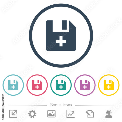 Add new file flat color icons in round outlines