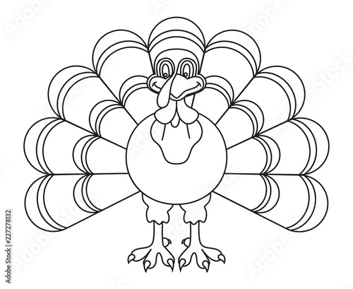 Line art black and white thanksgiving turkey