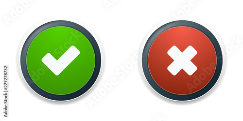 checkmark OK and X buttons illustration
