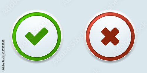 checkmark OK and X buttons illustration