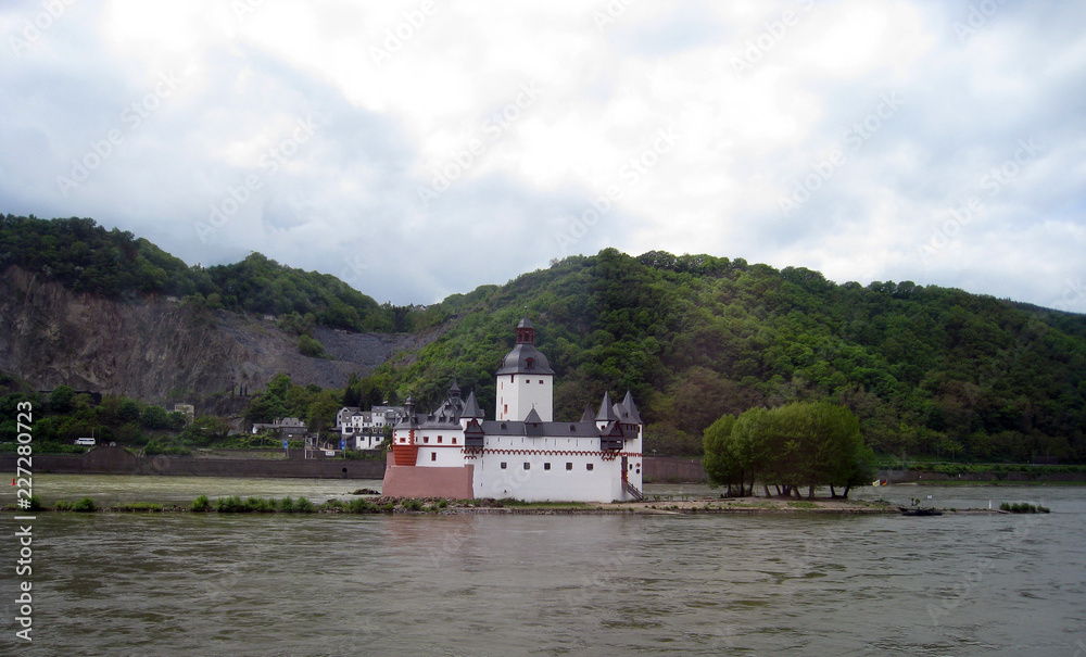  church on an island in the middle of the river rhine