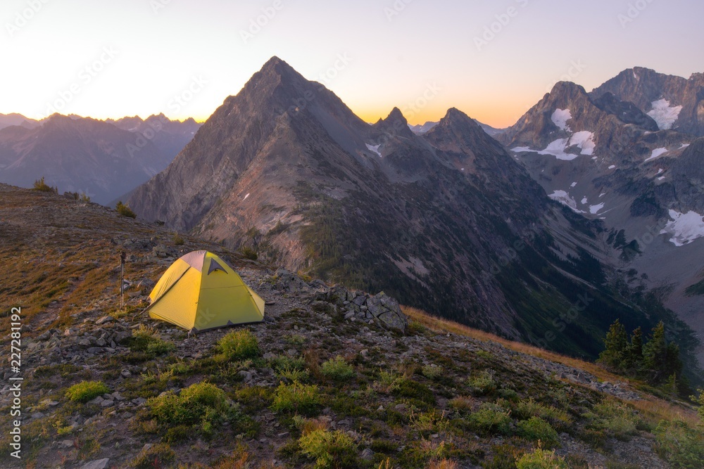Camping in high country in the North Cascades - Washington state