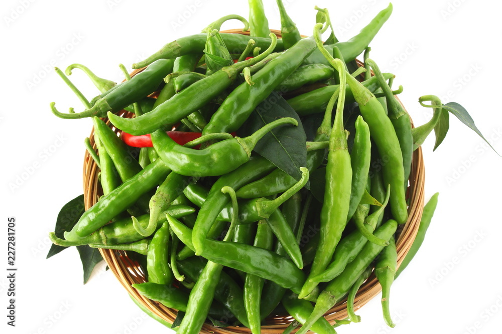 garden fresh green and red chili pepper in white background garden fresh green and red chili pepper in white background