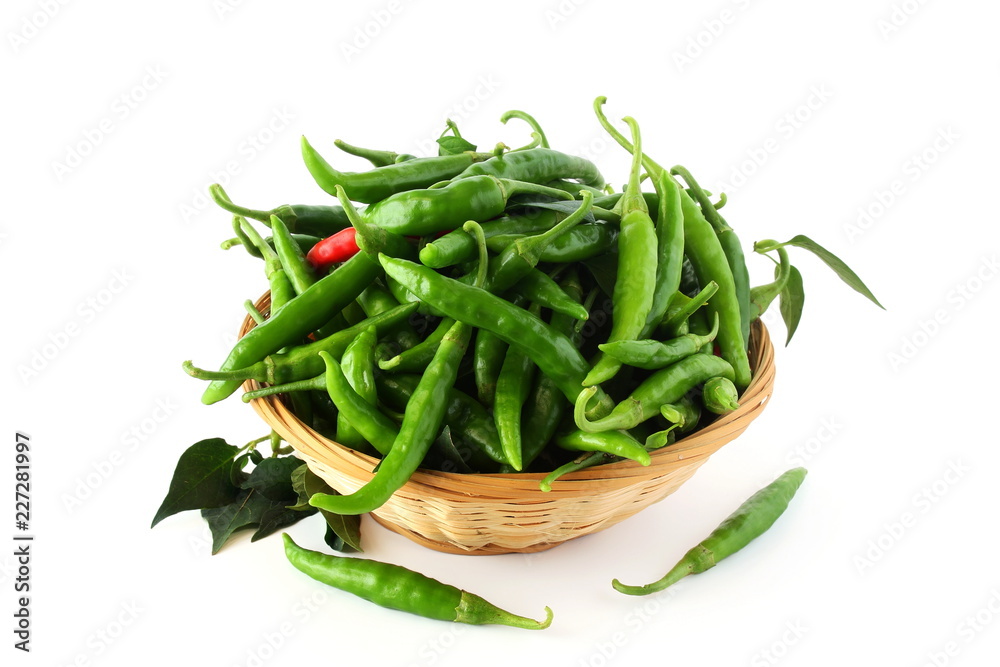 garden fresh green and red chili pepper in white background garden fresh green and red chili pepper in white background