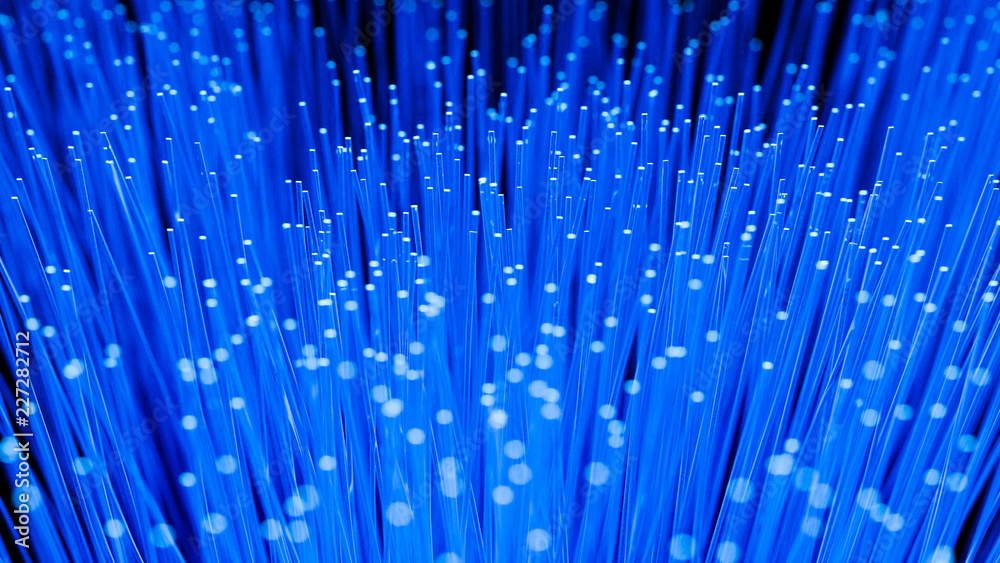 3D Render Fiberoptic cables glowing neon blue 3D Render Fiberoptic cables glowing neon blue