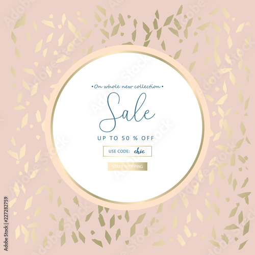Autumn collection trendy chic gold blush background for social media, advertising, banner, invitation card, wedding, fashion header