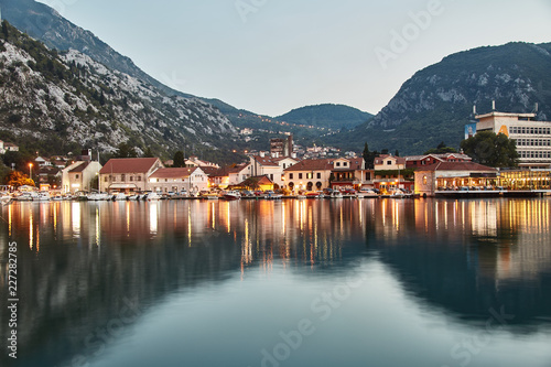 Bay of Kotor. The Town Of Kotor. The reflection in the water. Long exposure. Montenegro.  © Dima Anikin