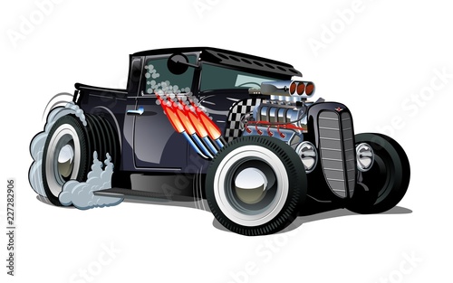 Cartoon retro hot rod isolated on white background