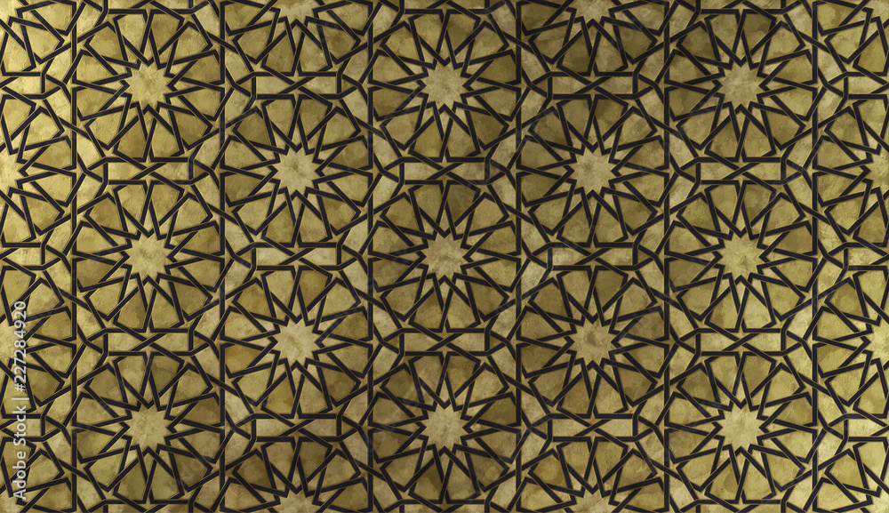 Islamic decorative pattern with golden artistic texture.