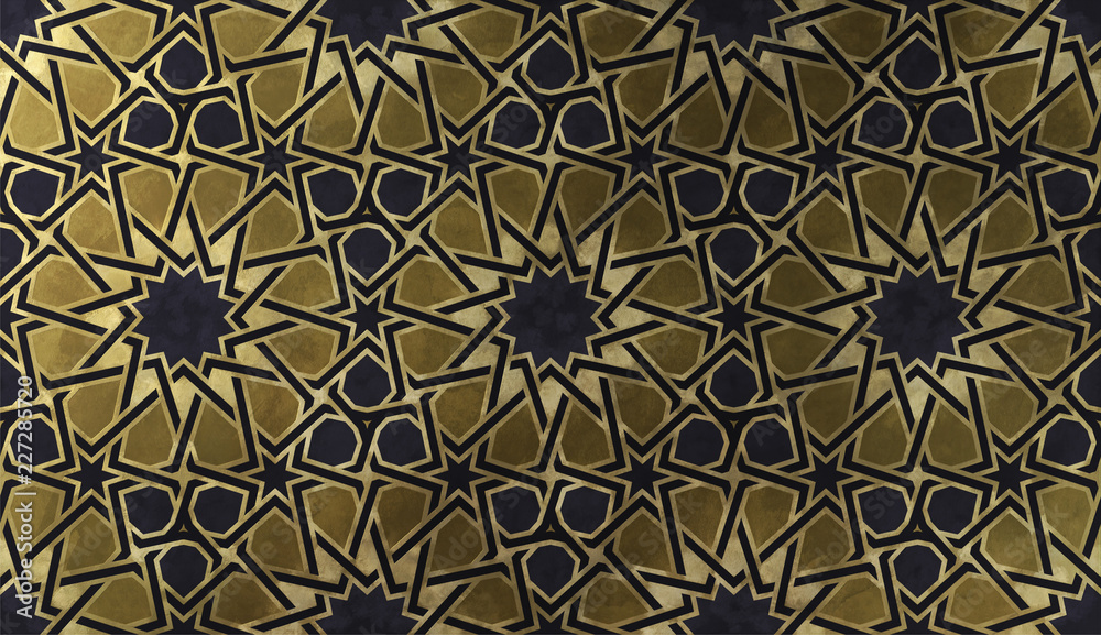 Islamic decorative pattern with golden artistic texture. Islamic decorative pattern with golden artistic texture.