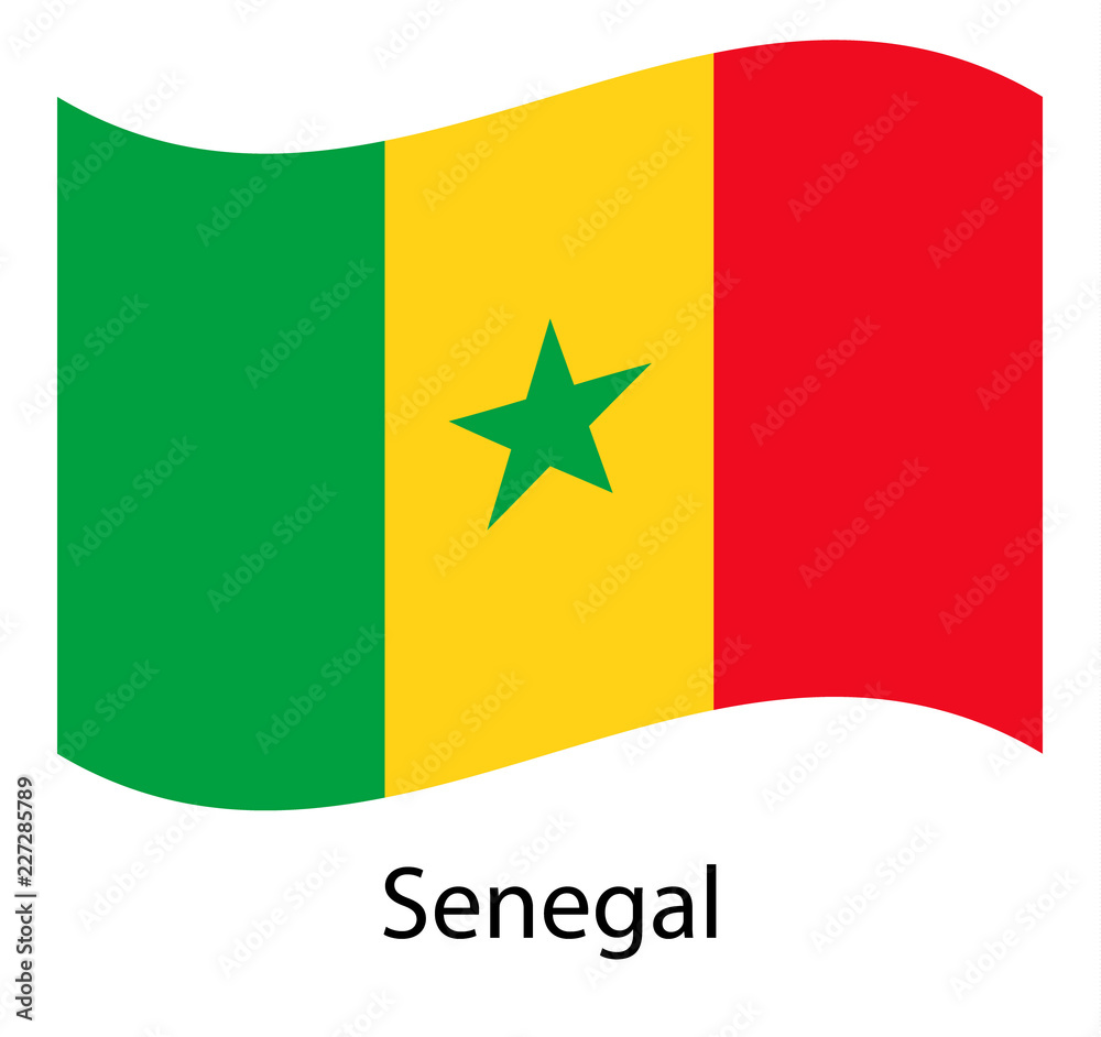 Flag of Senegal. Realistic waving flag of Republic of Senegal. Flag of Senegal. Realistic waving flag of Republic of Senegal.