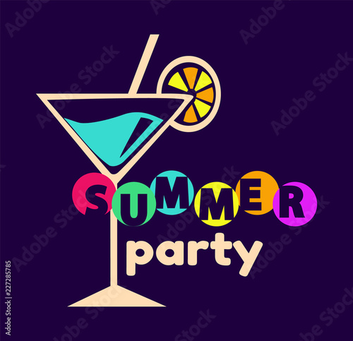 Summer Party Poster Cocltail Vector Illustration