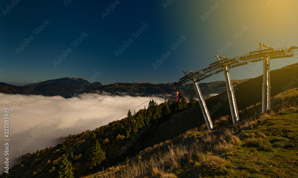 Azuga resort on top of the mountain gondola