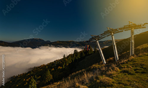 Azuga resort on top of the mountain gondola