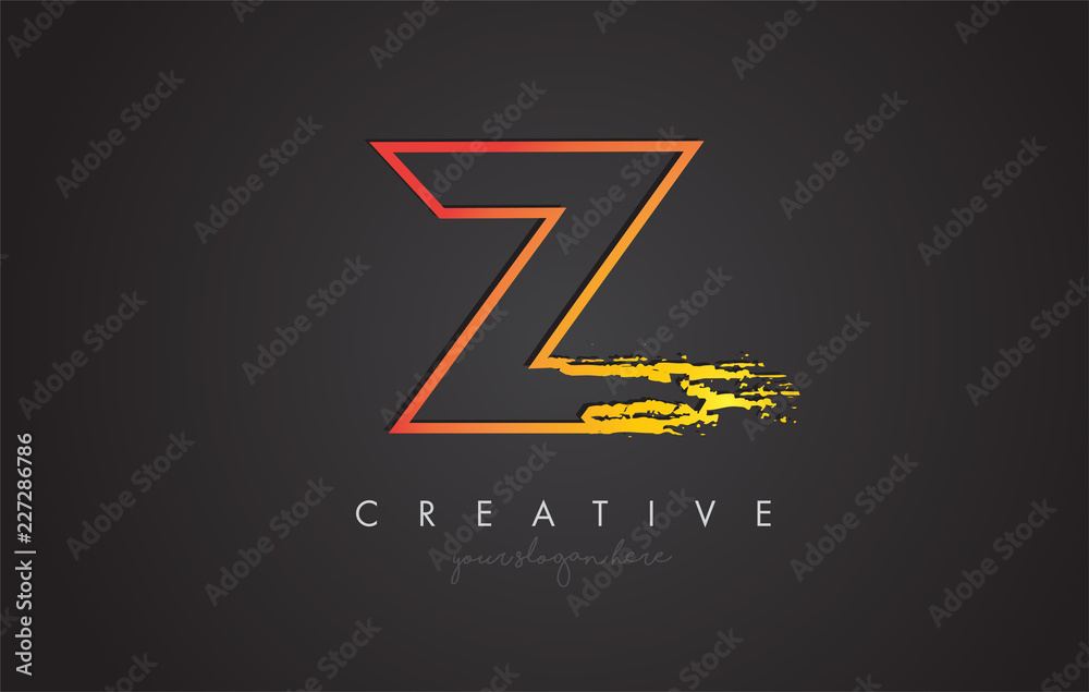 Z Letter Design with Golden Outline and Grunge Brush Texture.
