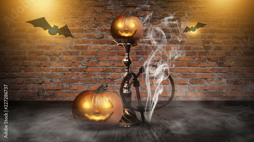 Hookah with smoke on the ba...