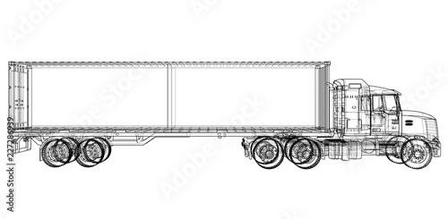 Truck with semitrailer. Vector