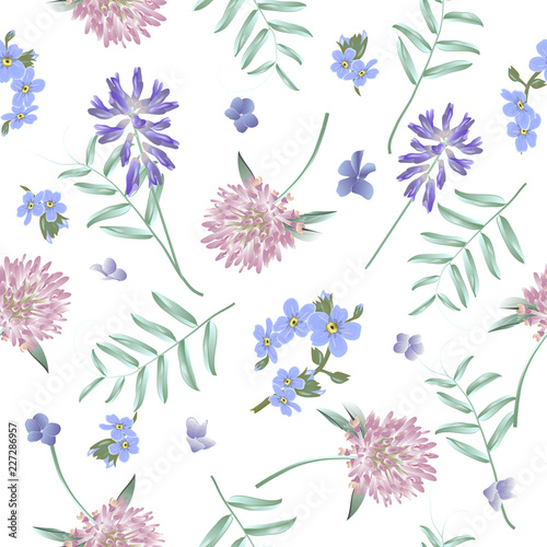 Floral Summer Seamless Wild Flower Fluffy Pattern For Wrapping Paper And  Kids Clothes Print And Accessories And Fabrics And Lines And Packaging.  High Quality Illustration Stock Photo, Picture and Royalty Free Image.