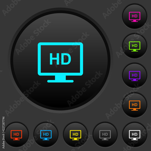 HD display dark push buttons with color icons