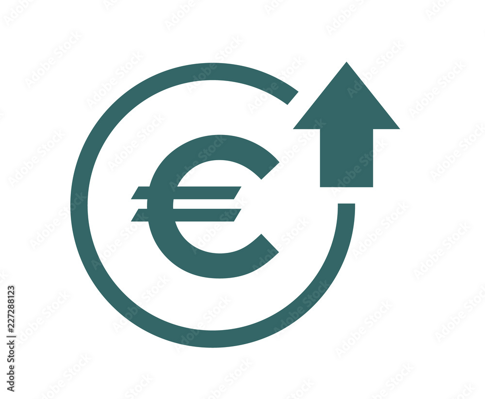 Cost symbol increase icon. Vector symbol image isolated on background Cost symbol increase icon. Vector symbol image isolated on background