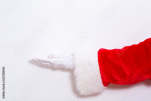 Santa claus holding his hand on a white background