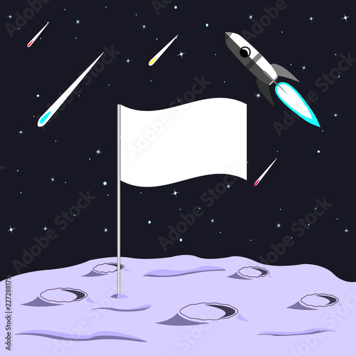 the flag on the back drop of space and missiles. Flat design