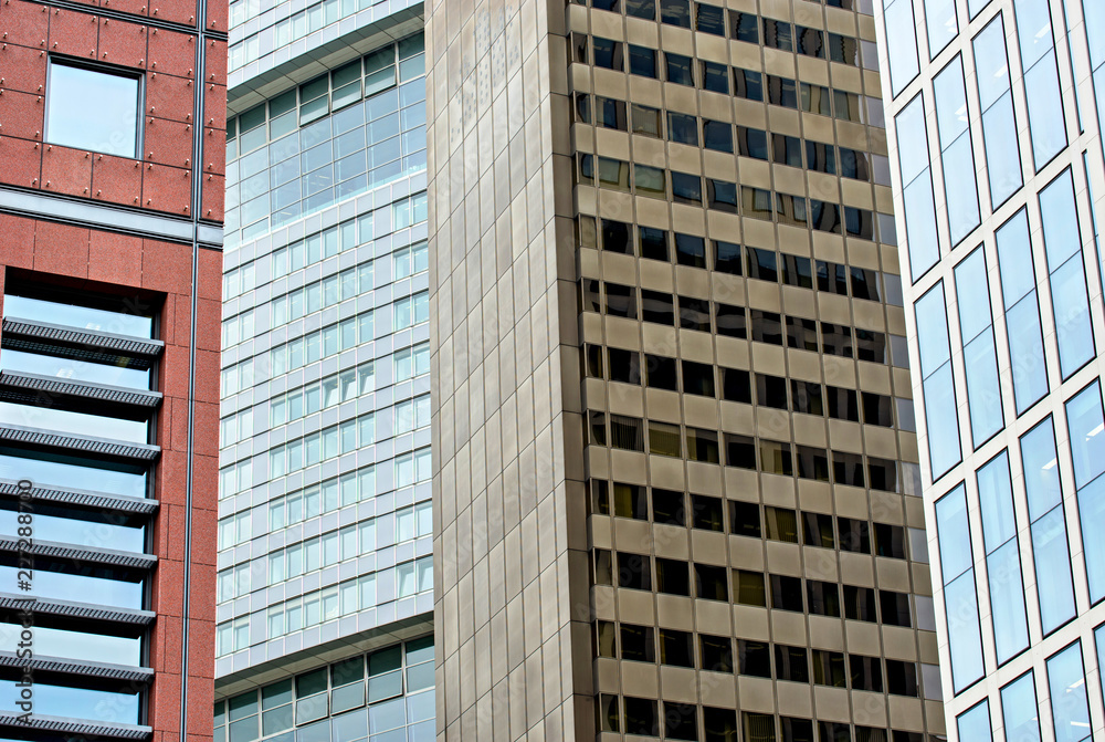 Detail of modern skyscrapers of glass and metal - Frankfurt.