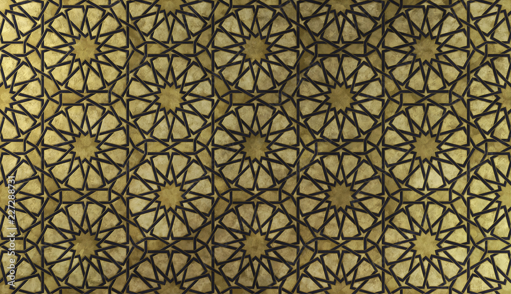 Islamic decorative pattern with golden artistic texture. Islamic decorative pattern with golden artistic texture.
