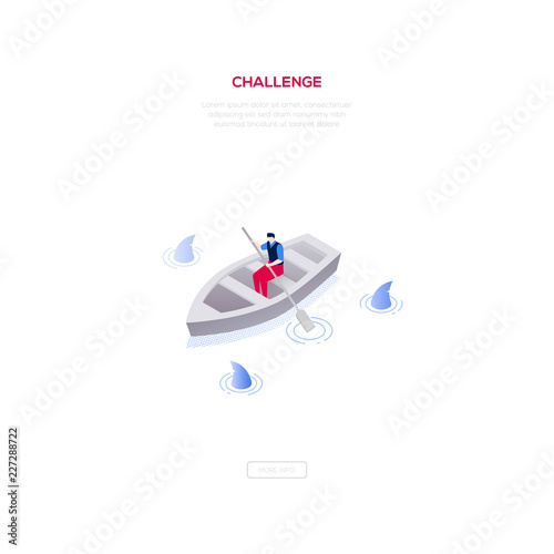 Challenge concept - modern isometric vector web banner