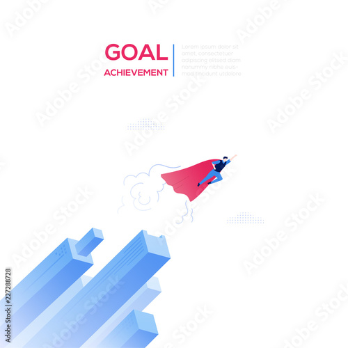 Goal achievement - modern isometric vector web banner