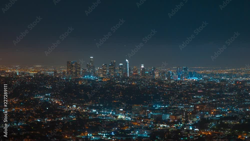 Los Angeles downtown at night. Timelapse Los Angeles downtown at night. Timelapse
