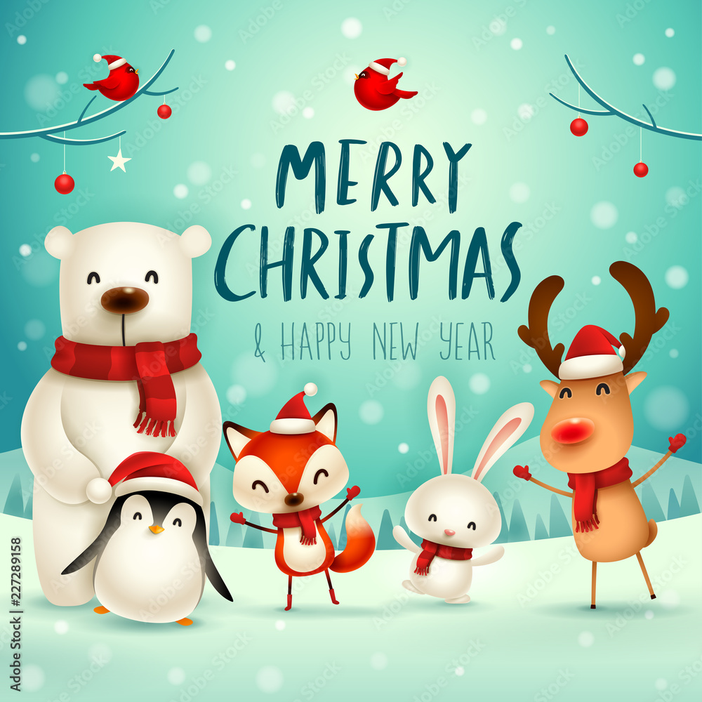 Merry Christmas and Happy New Year! Christmas Cute Animals ...
