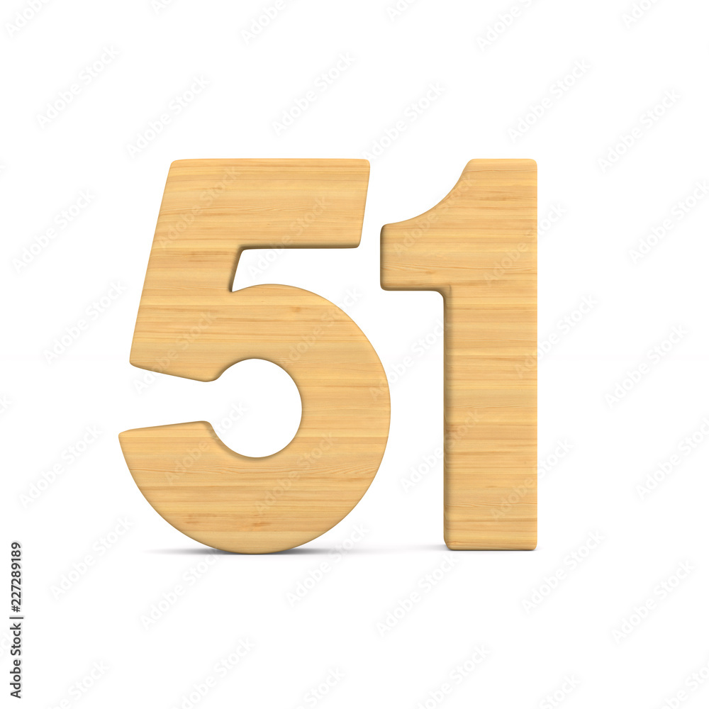Number fifty one on white background. Isolated 3D illustration Number fifty one on white background. Isolated 3D illustration