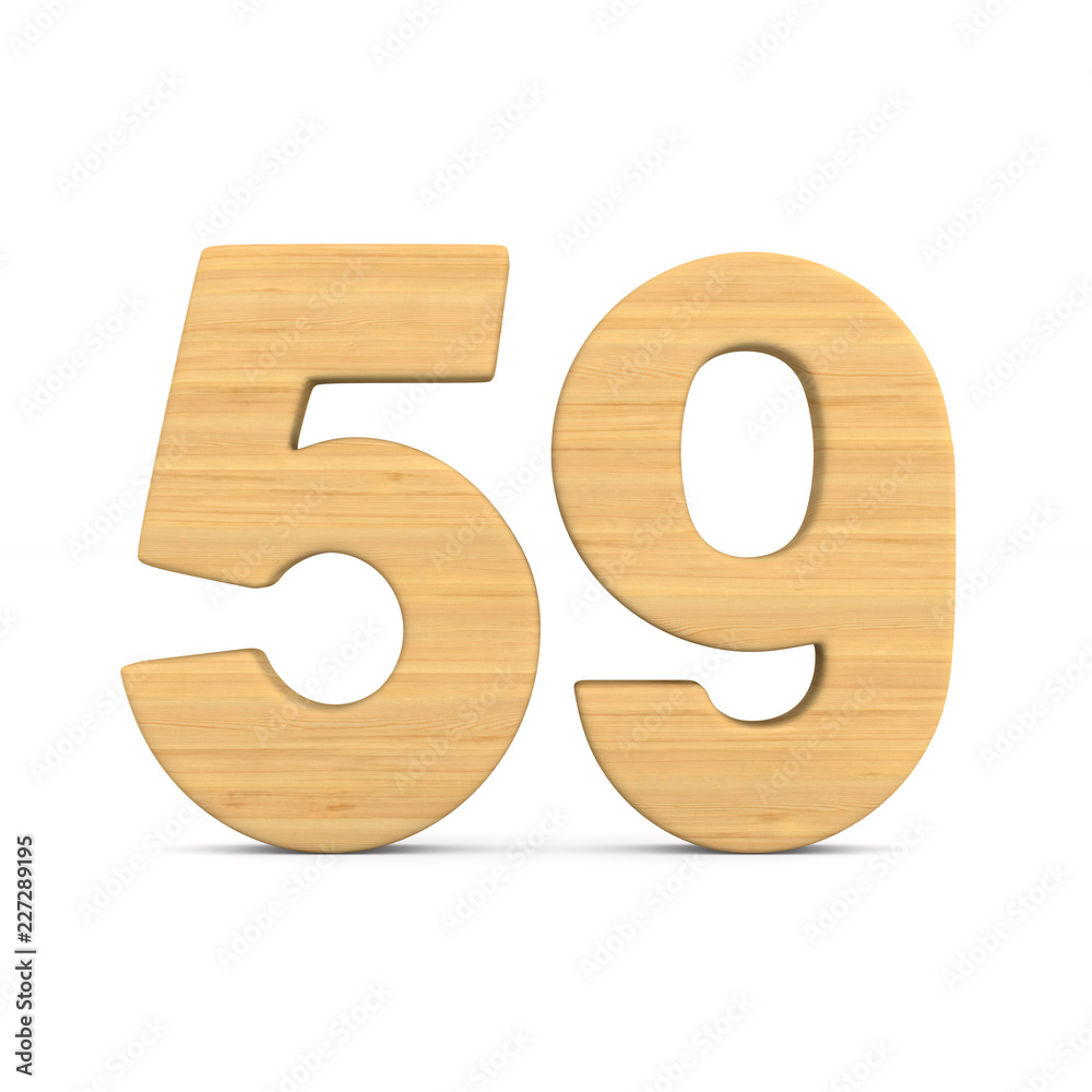 Number fifty nine on white background. Isolated 3D illustration Number fifty nine on white background. Isolated 3D illustration