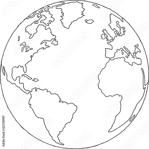 World globe map outline drawing photo