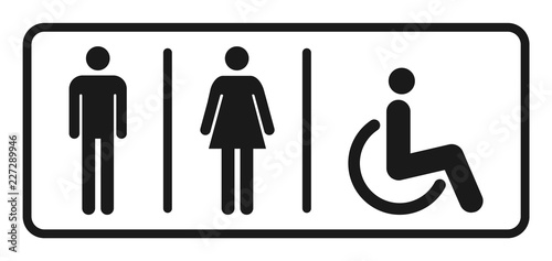 Male and female toilet icon vector, filled flat sign, solid pictogram isolated. WC symbol, logo illustration