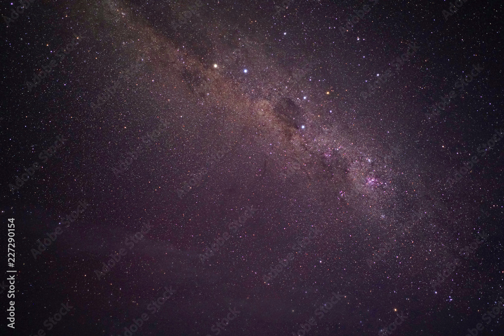 View of stars in the Milky Way on a dark sky above New Zealand