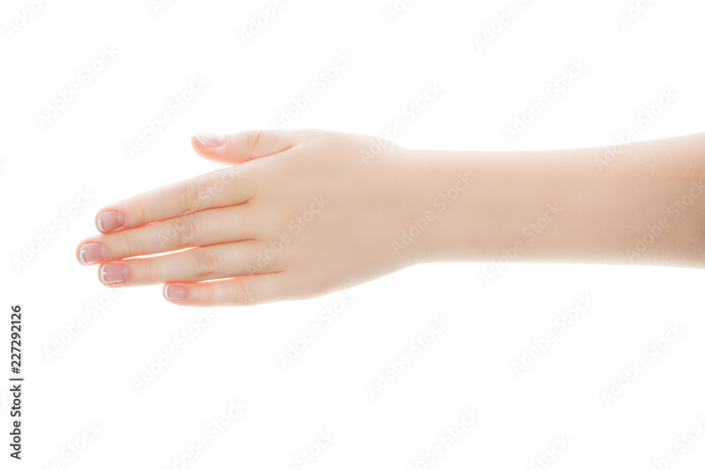 Female hand isolated on white background