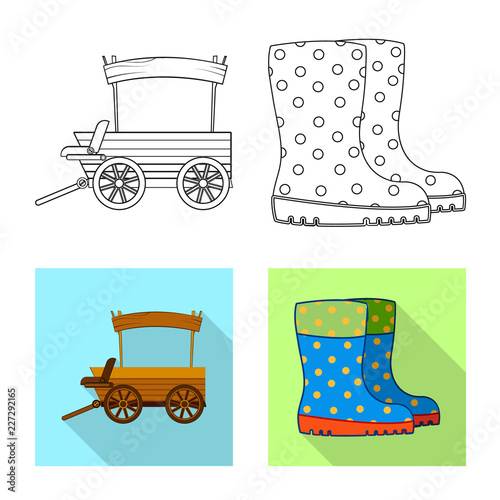Vector design of farm and agriculture symbol. Set of farm and plant stock vector illustration.